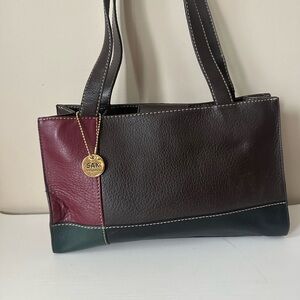 VINTAGE THE SAK Colorblock Leather Shoulder Bag - Earth Tones 90s Boho